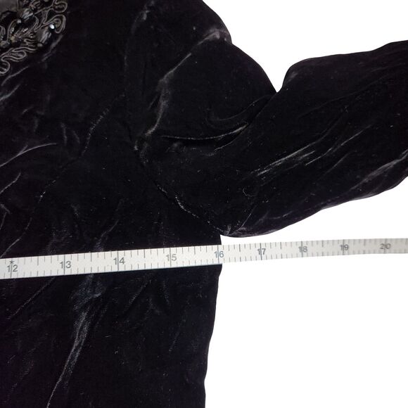 Vintage 60s Eloise Curtis For Happenstance Black Velvet Beaded Bolero Jacket S - Picture 12 of 13